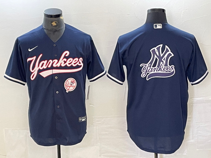 Men's New York Yankees Big LOGO Navy Cool Base Stitched Baseball Jersey 5 Men's New York Yankees Big LOGO Navy Cool Base Stitched Baseball Jersey 5