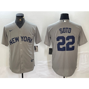 MLB Yankees 22 Soto Grey Nike Cool Base Men Jersey MLB Yankees 22 Soto Grey Nike Cool Base Men Jersey