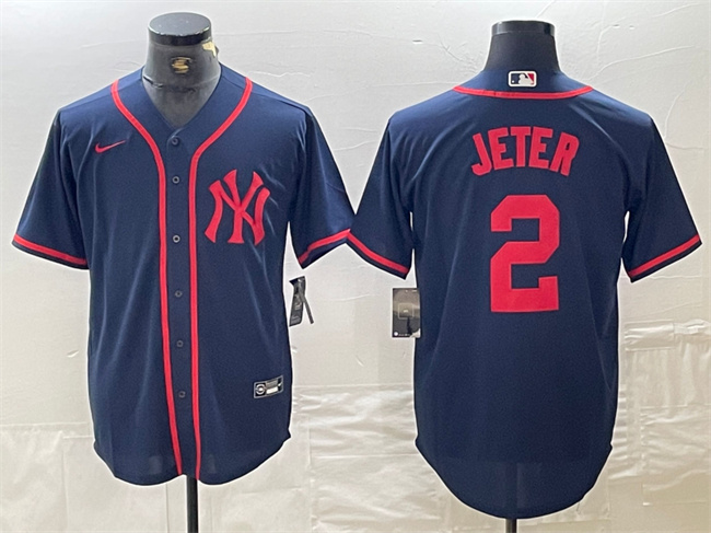 Men's New York Yankees #2 Derek Jeter Navy Cool Base Stitched Baseball Jersey Men's New York Yankees #2 Derek Jeter Navy Cool Base Stitched Baseball Jersey