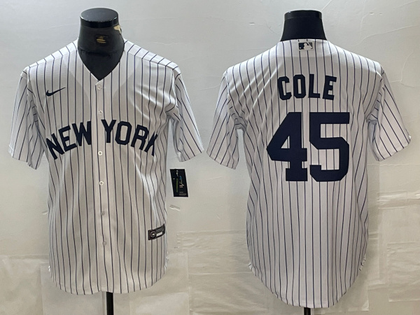 Men's New York Yankees #45 Gerrit Cole White Cool Base Stitched Baseball Jersey Men's New York Yankees #45 Gerrit Cole White Cool Base Stitched Baseball Jersey