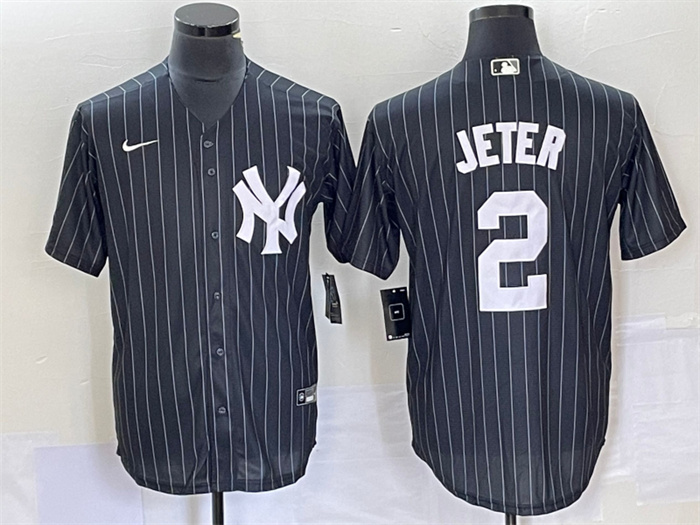 Men's New York Yankees #2 Derek Jeter Black Cool Base Stitched Baseball Jersey Men's New York Yankees #2 Derek Jeter Black Cool Base Stitched Baseball Jersey