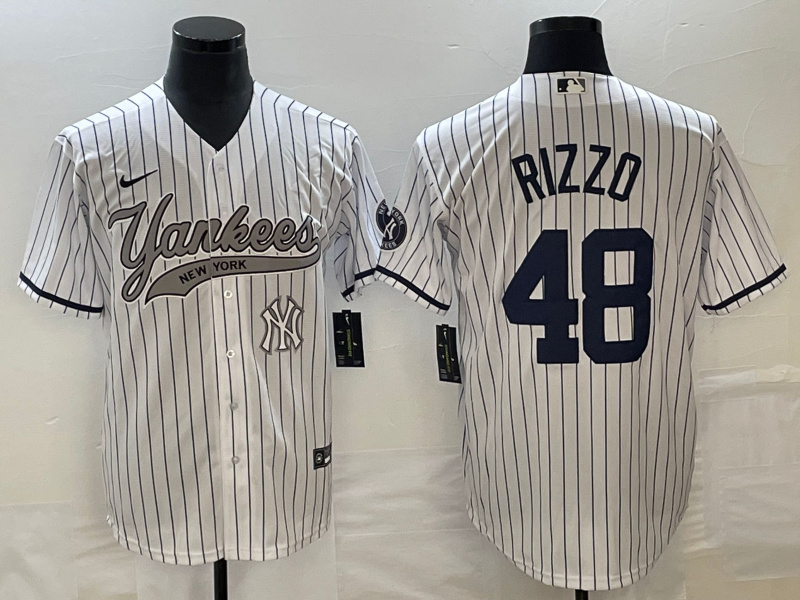 Men's New York Yankees #48 Anthony Rizzo White With Patch Cool Base Stitched Baseball Jersey Men's New York Yankees #48 Anthony Rizzo White With Patch Cool Base Stitched Baseball Jersey