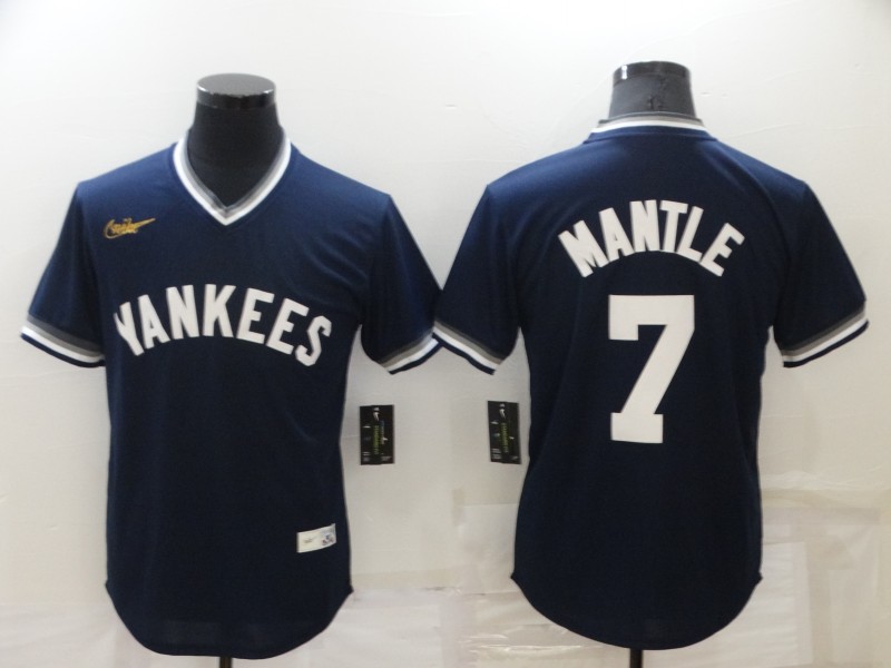 Men's New York Yankees #7 Mickey Mantle Navy Stitched Baseball Jersey Men's New York Yankees #7 Mickey Mantle Navy Stitched Baseball Jersey