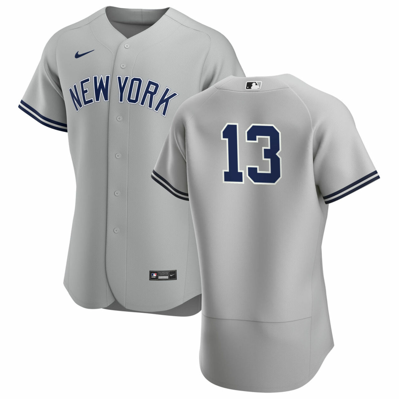 New York Yankees #13 Joey Gallo Men's Nike Gray Authentic Road MLB Jersey - No Name New York Yankees #13 Joey Gallo Men's Nike Gray Authentic Road MLB Jersey - No Name