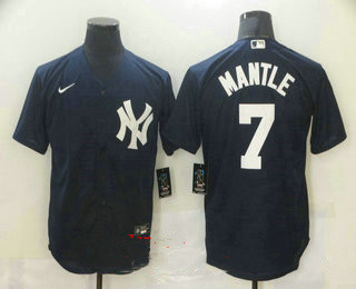 Men's New York Yankees #7 Mickey Mantle Navy Blue Stitched MLB Nike Cool Base Jersey Men's New York Yankees #7 Mickey Mantle Navy Blue Stitched MLB Nike Cool Base Jersey