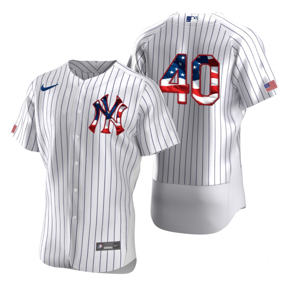 New York Yankees #40 Luis Severino Men's Nike White Fluttering USA Flag Limited Edition Authentic MLB Jersey New York Yankees #40 Luis Severino Men's Nike White Fluttering USA Flag Limited Edition Authentic MLB Jersey