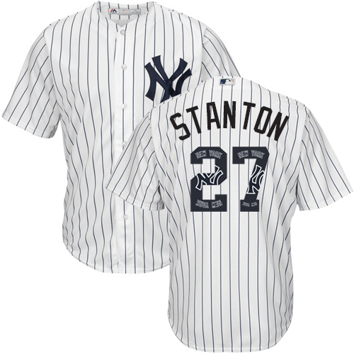 Yankees #27 Giancarlo Stanton White Strip Team Logo Fashion Stitched MLB Jersey Yankees #27 Giancarlo Stanton White Strip Team Logo Fashion Stitched MLB Jersey
