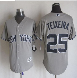 New York Yankees #25 Mark Teixeira Grey New Cool Base Stitched Baseball Jersey New York Yankees #25 Mark Teixeira Grey New Cool Base Stitched Baseball Jersey