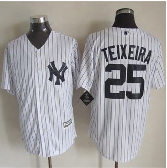 New York Yankees #25 Mark Teixeira New White Strip Cool Base Stitched Baseball Jersey New York Yankees #25 Mark Teixeira New White Strip Cool Base Stitched Baseball Jersey