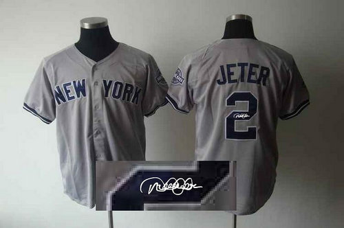 New York Yankees 2 Jeter Grey MLB Jerseys(Signed) New York Yankees 2 Jeter Grey MLB Jerseys(Signed)