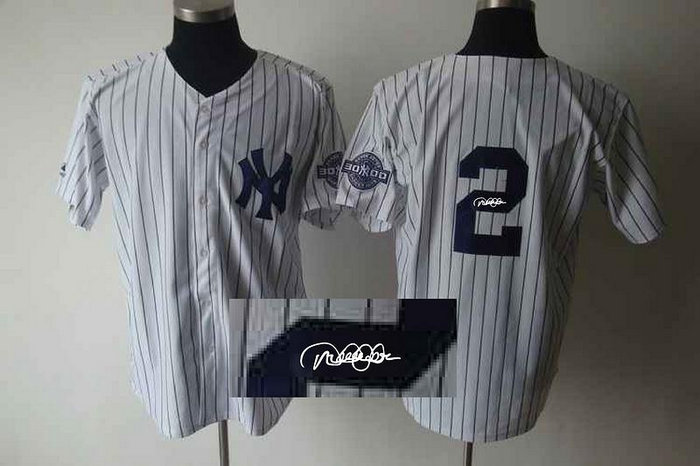 MLB New York Yankees 2 Jeter White Signed Jersey W3000 Hits Patch MLB New York Yankees 2 Jeter White Signed Jersey W3000 Hits Patch