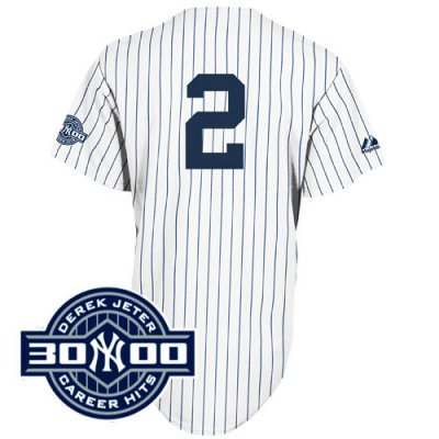 New York Yankees Replica Derek Jeter white Jersey W3000 Hits Patch New York Yankees Replica Derek Jeter white Jersey W3000 Hits Patch