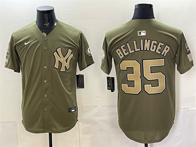 Men's New York Yankees #35 Cody Bellinger Olive 2026 Armed Forces Day Stitched Baseball Jersey Men's New York Yankees #35 Cody Bellinger Olive 2026 Armed Forces Day Stitched Baseball Jersey