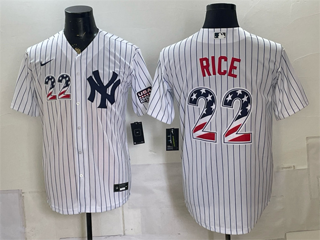 Men's New York Yankees #22 Ben Rice White USA 250 Fourth of July Home Stadium Stitched Baseball Jersey Men's New York Yankees #22 Ben Rice White USA 250 Fourth of July Home Stadium Stitched Baseball Jersey