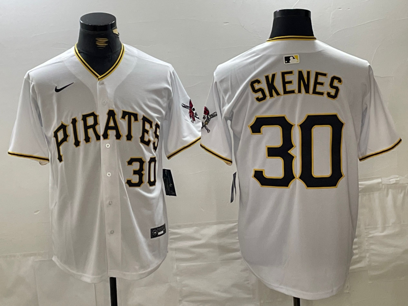 Men's Pittsburgh Pirates #30 Paul Skenes white Stitched Baseball Jersey Men's Pittsburgh Pirates #30 Paul Skenes white Stitched Baseball Jersey