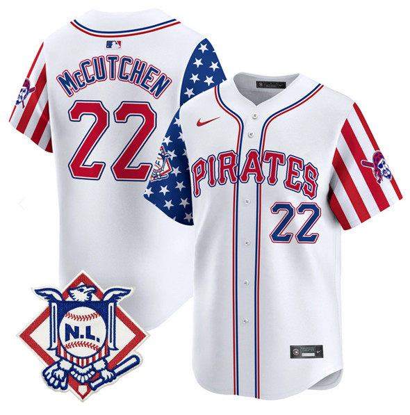 Men's Pittsburgh Pirates #22 Andrew McCutchen White 2024 Fourth of July Vapor Limited Stitched Baseball Jersey Men's Pittsburgh Pirates #22 Andrew McCutchen White 2024 Fourth of July Vapor Limited Stitched Baseball Jersey