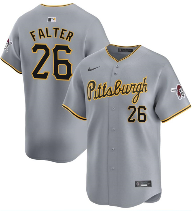 Men's Pittsburgh Pirates #26 Bailey Falter Grey Away Limited Stitched Baseball Jersey Men's Pittsburgh Pirates #26 Bailey Falter Grey Away Limited Stitched Baseball Jersey
