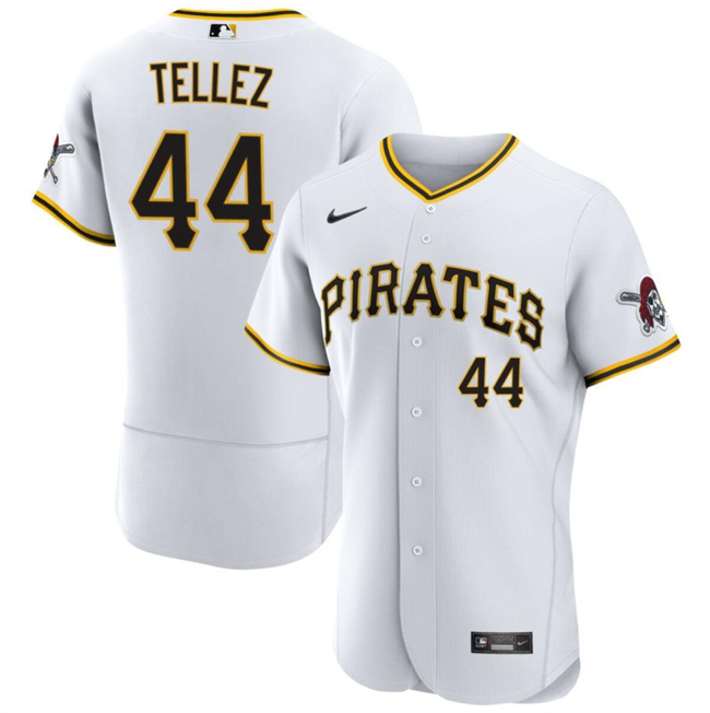 Men's Pittsburgh Pirates #44 Rowdy Tellez White Flex Base Stitched Baseball Jersey Men's Pittsburgh Pirates #44 Rowdy Tellez White Flex Base Stitched Baseball Jersey