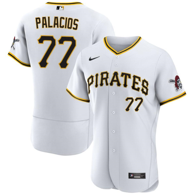 Men's Pittsburgh Pirates #77 Joshua Palacios White Flex Base Stitched Baseball Jersey Men's Pittsburgh Pirates #77 Joshua Palacios White Flex Base Stitched Baseball Jersey