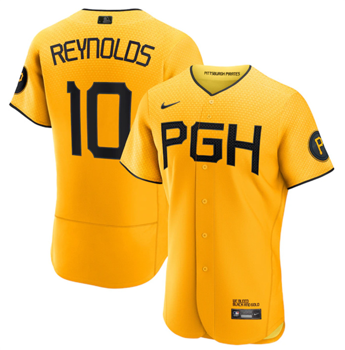Men's Pittsburgh Pirates Active Player Custom Gold 2023 City Connect Flex Base Stitched Jersey 7 Men's Pittsburgh Pirates Active Player Custom Gold 2023 City Connect Flex Base Stitched Jersey 7