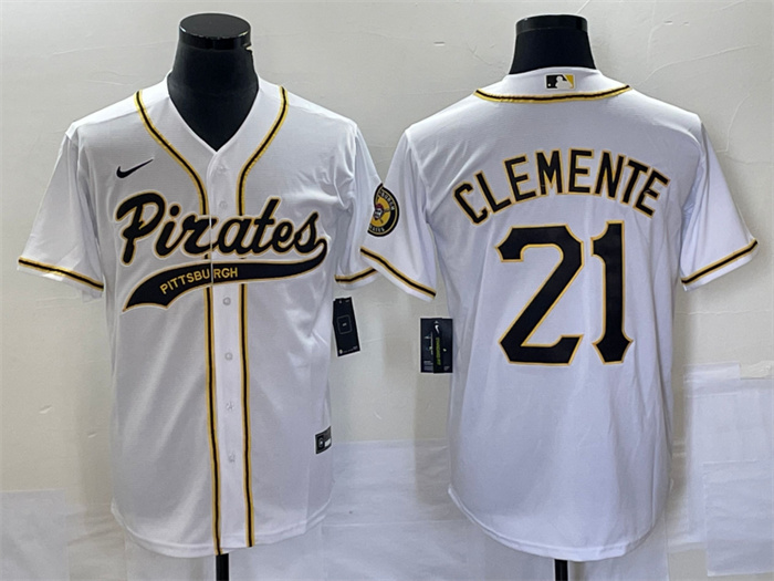 Men's Pittsburgh Pirates #21 Roberto Clemente White Cool Base Stitched Baseball Jersey Men's Pittsburgh Pirates #21 Roberto Clemente White Cool Base Stitched Baseball Jersey