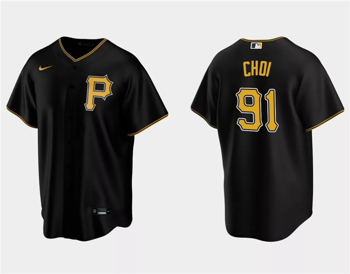 Men's Pittsburgh Pirates #91 Ji Man Choi Black Cool Base Stitched Baseball Jersey Men's Pittsburgh Pirates #91 Ji Man Choi Black Cool Base Stitched Baseball Jersey