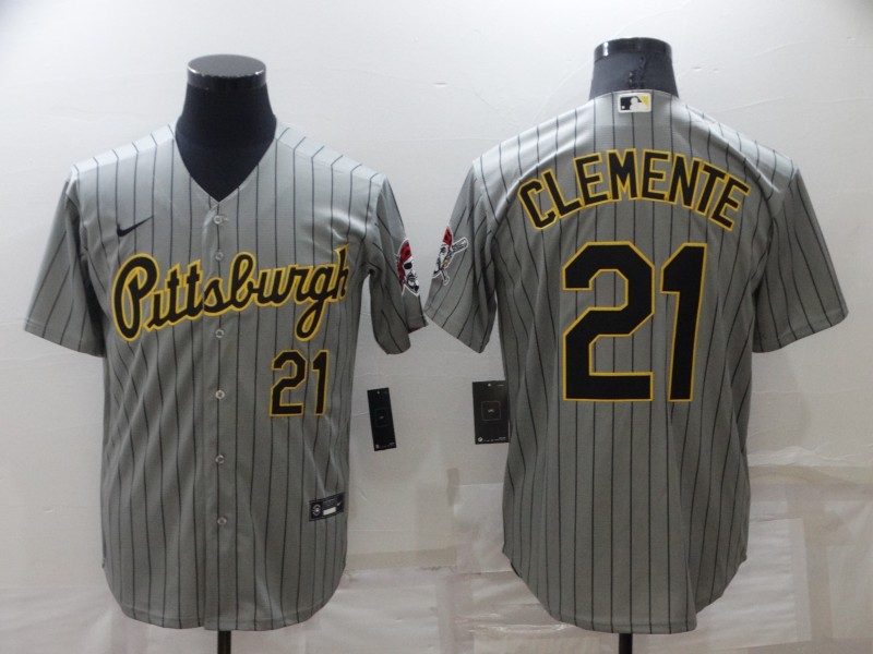 Men's Pittsburgh Pirates #21 Roberto Clemente Dark Grey Cool Base Stitched Jersey Men's Pittsburgh Pirates #21 Roberto Clemente Dark Grey Cool Base Stitched Jersey