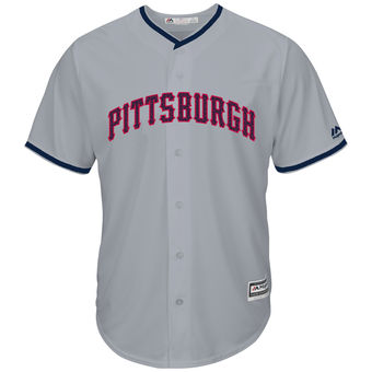 Pittsburgh Pirates Majestic Fashion Stars & Stripes Cool Base Jersey - Gray Pittsburgh Pirates Majestic Fashion Stars & Stripes Cool Base Jersey - Gray