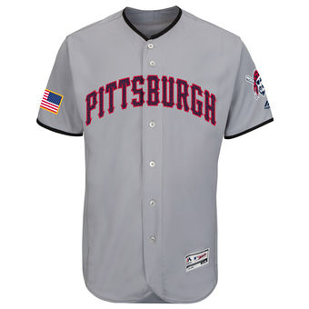 Pittsburgh Pirates Majestic Fashion Stars & Stripes FlexBase Jersey - Gray Pittsburgh Pirates Majestic Fashion Stars & Stripes FlexBase Jersey - Gray