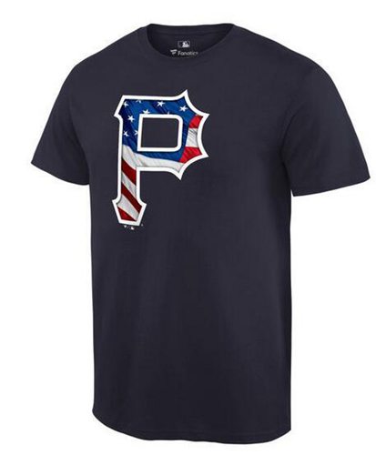 Men's Pittsburgh Pirates USA Flag Fashion T-Shirt Navy Blue Men's Pittsburgh Pirates USA Flag Fashion T-Shirt Navy Blue