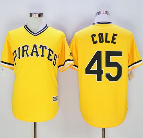 Pirates #45 Gerrit Cole Gold New Cool Base Stitched MLB Jersey Pirates #45 Gerrit Cole Gold New Cool Base Stitched MLB Jersey
