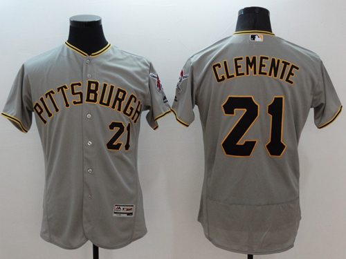 Pirates #21 Roberto Clemente Grey Flexbase Authentic Collection Stitched MLB Jersey Pirates #21 Roberto Clemente Grey Flexbase Authentic Collection Stitched MLB Jersey