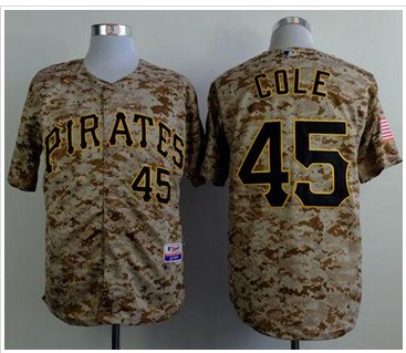 Pittsburgh Pirates #45 Gerrit Cole Camo Alternate Cool Base Stitched Baseball Jersey Pittsburgh Pirates #45 Gerrit Cole Camo Alternate Cool Base Stitched Baseball Jersey