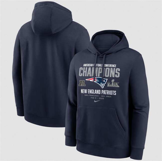 Men's New England Patriots Navy 2025 AFC Champions Team Nation Hoodie Men's New England Patriots Navy 2025 AFC Champions Team Nation Hoodie