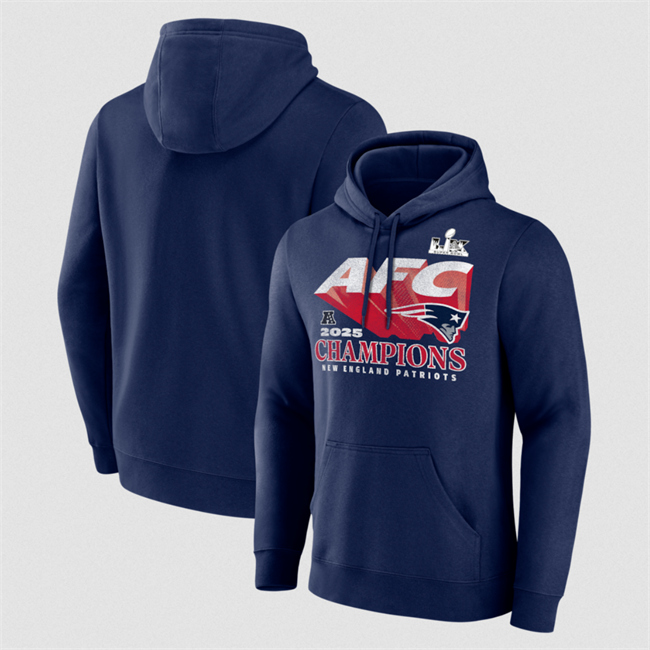 Men's New England Patriots Navy 2025 AFC Champions Quick Pass Hoodie Men's New England Patriots Navy 2025 AFC Champions Quick Pass Hoodie
