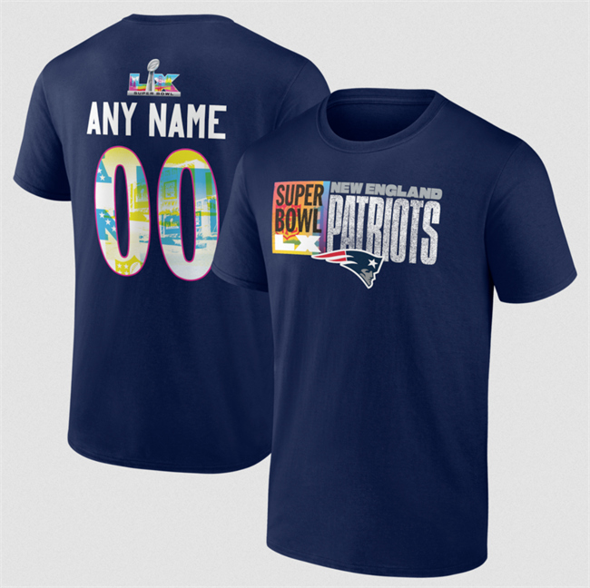 Men's New England Patriots Navy 2025 Super Bowl LX Custom Name & Number T-Shirt Men's New England Patriots Navy 2025 Super Bowl LX Custom Name & Number T-Shirt