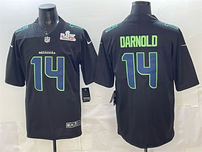 Men's Seattle Seahawks #14 Sam Darnold Black 2025 Super Bowl LX Patch Carbon Fashion Vapor Untouchable Limited Stitched Football Jersey Men's Seattle Seahawks #14 Sam Darnold Black 2025 Super Bowl LX Patch Carbon Fashion Vapor Untouchable Limited Stitched Football Jersey