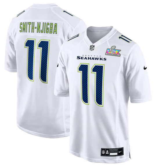 Men's Seattle Seahawks #11 Jaxon Smith-Njigba White 2025 Super Bowl LX Patch Tundra Fashion Stitched Game Jersey Men's Seattle Seahawks #11 Jaxon Smith-Njigba White 2025 Super Bowl LX Patch Tundra Fashion Stitched Game Jersey