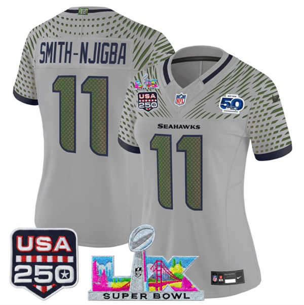 Njigba Gray 2025 F.U.S.E. Super Bowl LX & US 250th anniversary Patch And 50th Season Patch “Rivalries” Vapor Limited Football Stitched Jersey(Run Small)