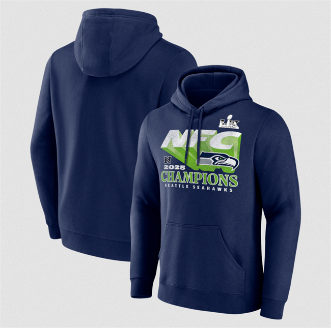 Men's Seattle Seahawks Navy 2025 NFL Champions Pullover Hoodie