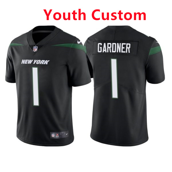 Custom Youth Nike Jets Black 2022 NFL Vapor Untouchable Limited Jersey