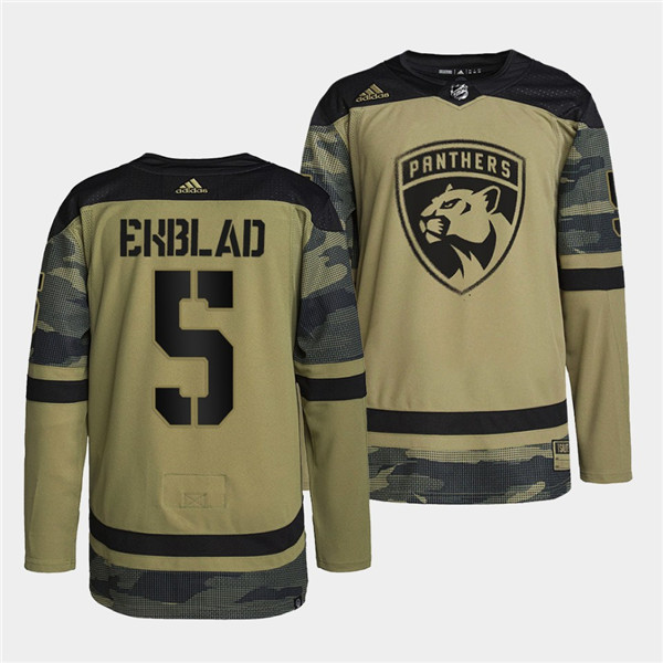 Men's Florida Panthers #5 Aaron Ekblad 2022 Camo Military Appreciation Night Stitched Jersey Men's Florida Panthers #5 Aaron Ekblad 2022 Camo Military Appreciation Night Stitched Jersey