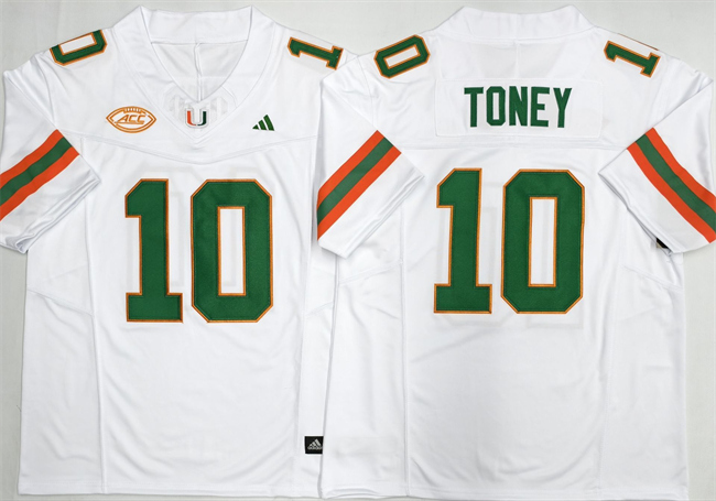 Men's Miami Hurricanes #10 Malachi Toney White F.U.S.E. 2026 Stitched Football Jersey Men's Miami Hurricanes #10 Malachi Toney White F.U.S.E. 2026 Stitched Football Jersey