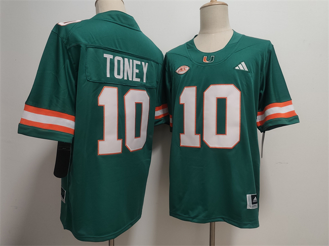Men's Miami Hurricanes #10 Malachi Toney Aqua Stitched Football Jersey Men's Miami Hurricanes #10 Malachi Toney Aqua Stitched Football Jersey