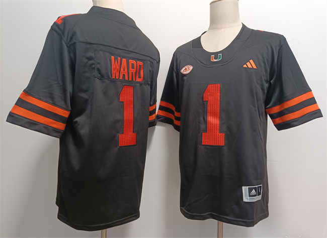 Men's Miami Hurricanes #1 Cam Ward Black F.U.S.E. Stitched Jerseys Men's Miami Hurricanes #1 Cam Ward Black F.U.S.E. Stitched Jerseys