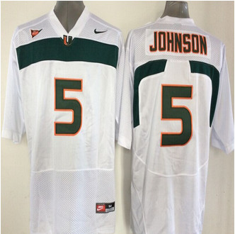 Miami Hurricanes Jersey NCAA jerseys #5 Johnson White jersey Miami Hurricanes Jersey NCAA jerseys #5 Johnson White jersey