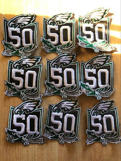 nine Stitched Philadelphia Eagles 50th Anniversary Jersey Patchs