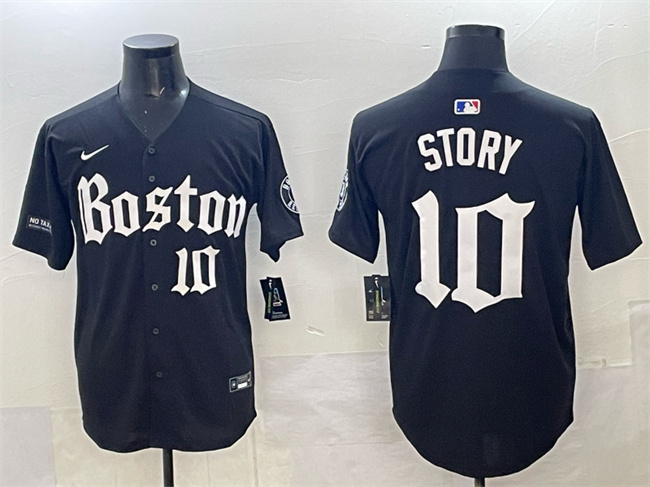 Men's Boston Red Sox #10 Trevor Story Black Gothic Vapor Limited Stitched Baseball Jersey Men's Boston Red Sox #10 Trevor Story Black Gothic Vapor Limited Stitched Baseball Jersey