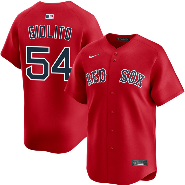 Men's Boston Red Sox #54 Lucas Giolito Red 2025 Alternate Limited Stitched Baseball Jersey Men's Boston Red Sox #54 Lucas Giolito Red 2025 Alternate Limited Stitched Baseball Jersey