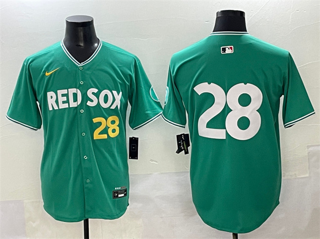Men's Boston Red Sox #28 Kristian Campbell Green 2025 City Connect Limited Stitched Baseball Jersey Men's Boston Red Sox #28 Kristian Campbell Green 2025 City Connect Limited Stitched Baseball Jersey